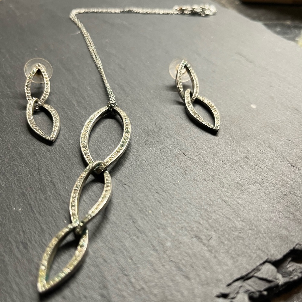 Nadri Geometric Crystal Earrings and Necklace Set